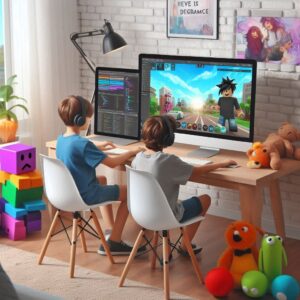 A 6-year-old kid learning Roblox Studio